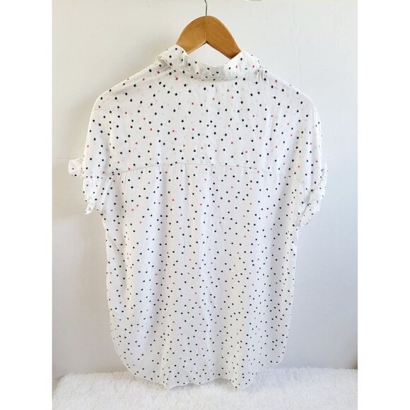 Beach Lunch Lounge 4th Of July Stars Print Button Down Short Sleeve Shirt Size S - Picture 10 of 10